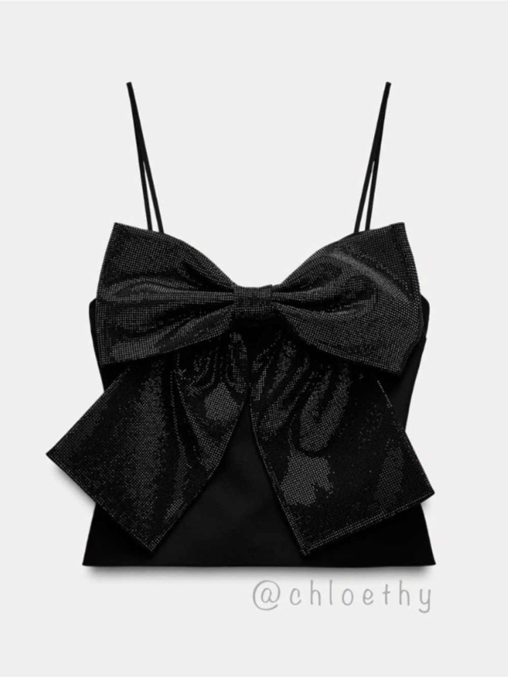 Zara Black Sequin Bow Cami Top